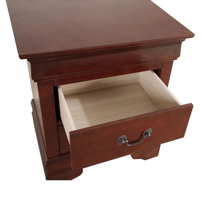 2-Drawer Cherry Finish Wooden Nightstand - 24" - Brown