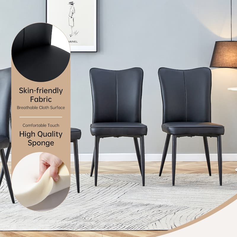 Kitchen Dining Table Set for 4-6 People, Rectangular Wooden Table with Faux Leather Dining Chairs