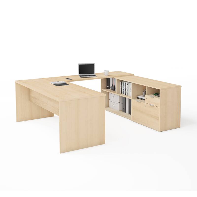 Bestar i3 Plus U-Desk with Two Drawers