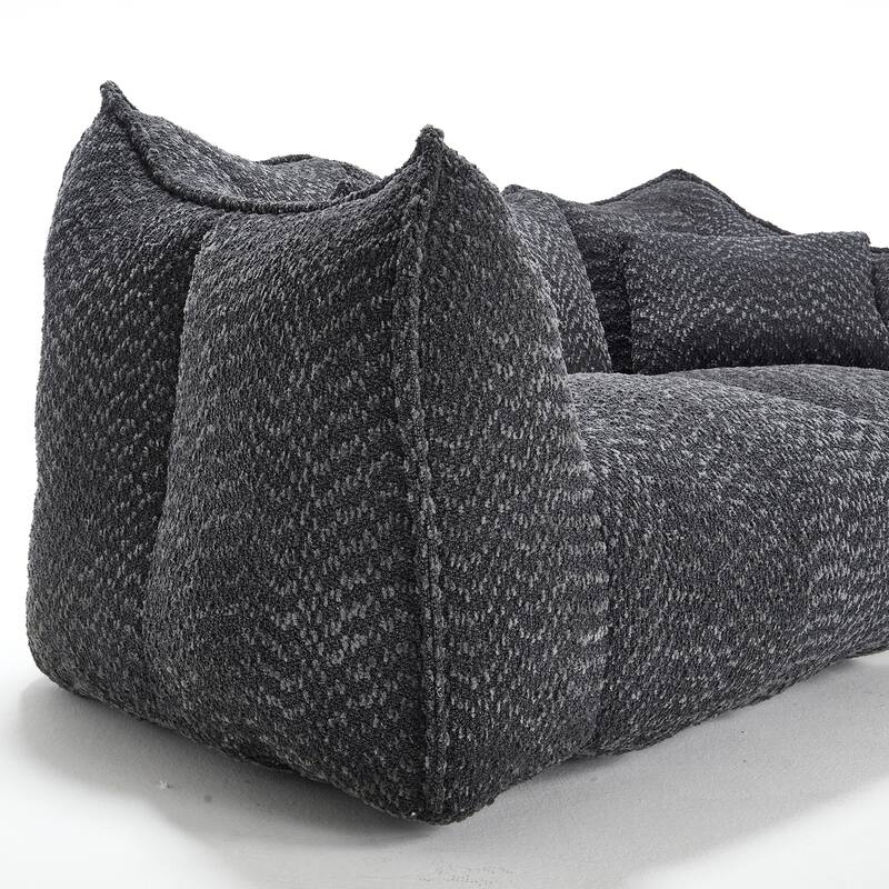 73.2" Chenille Oversized Beanbag Sofa Chair with High-Resilience Foam, Armrests and Handles