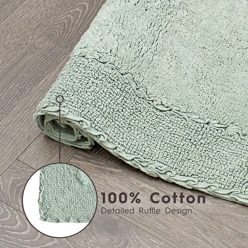 Laura Ashley Ruffle Border Pure Cotton Bath Rugs