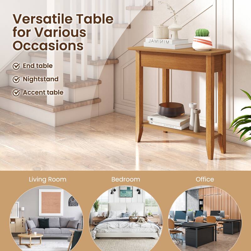Gymax 2 PCS End Table Irregular Narrow Sofa Side Nightstand w/ Storage