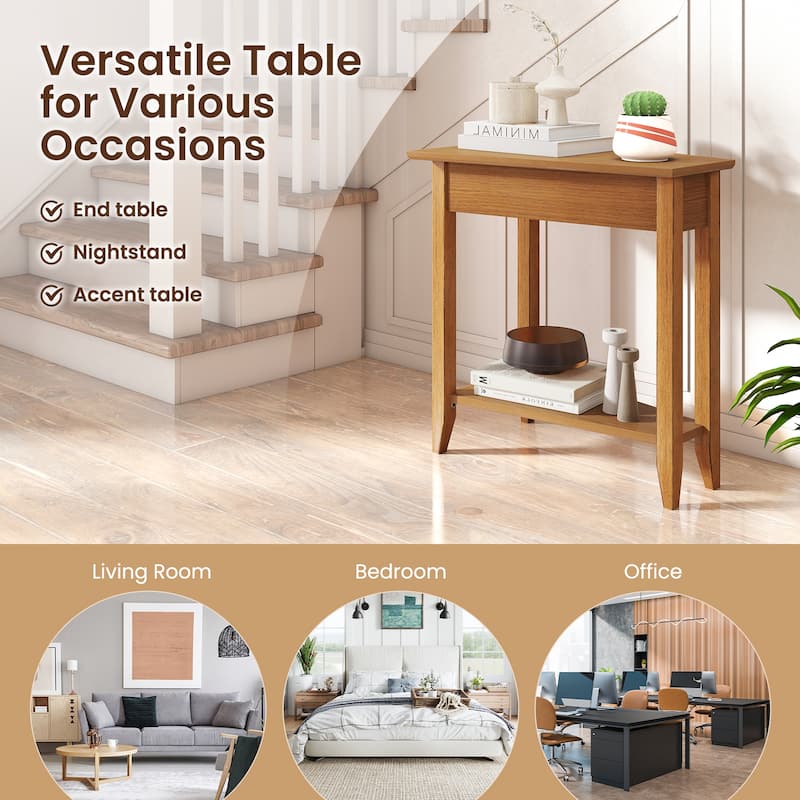 Gymax 2-Tier End Table Irregular Narrow Sofa Side Nightstand w/