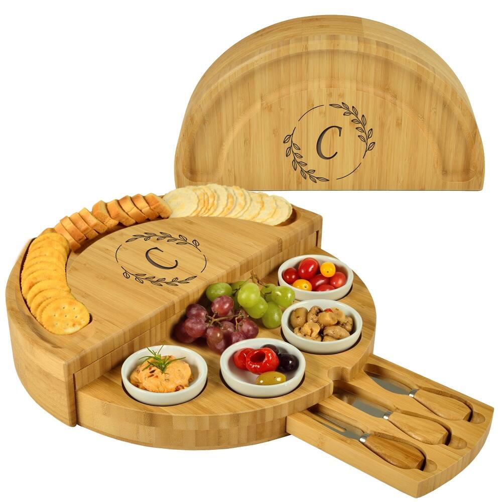 Picnic at Ascot Personalized Patented Bamboo Swiveling Cheese