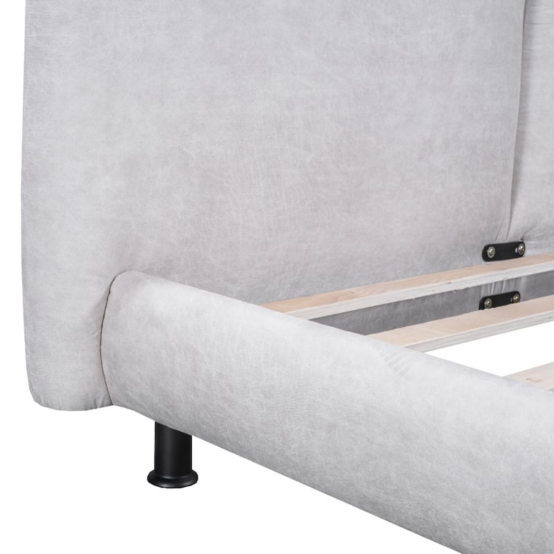 HomeRoots Light Gray Tufted Upholstered Queen Bed Frame