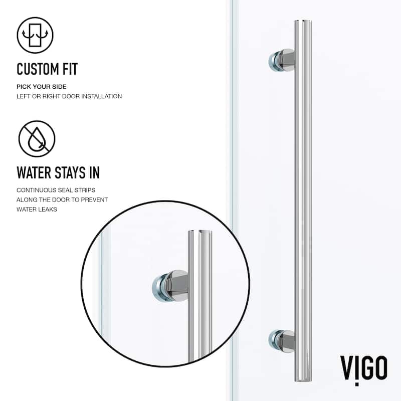 VIGO Elan 56" to 60" W x 66" H Frameless Sliding Tub Door