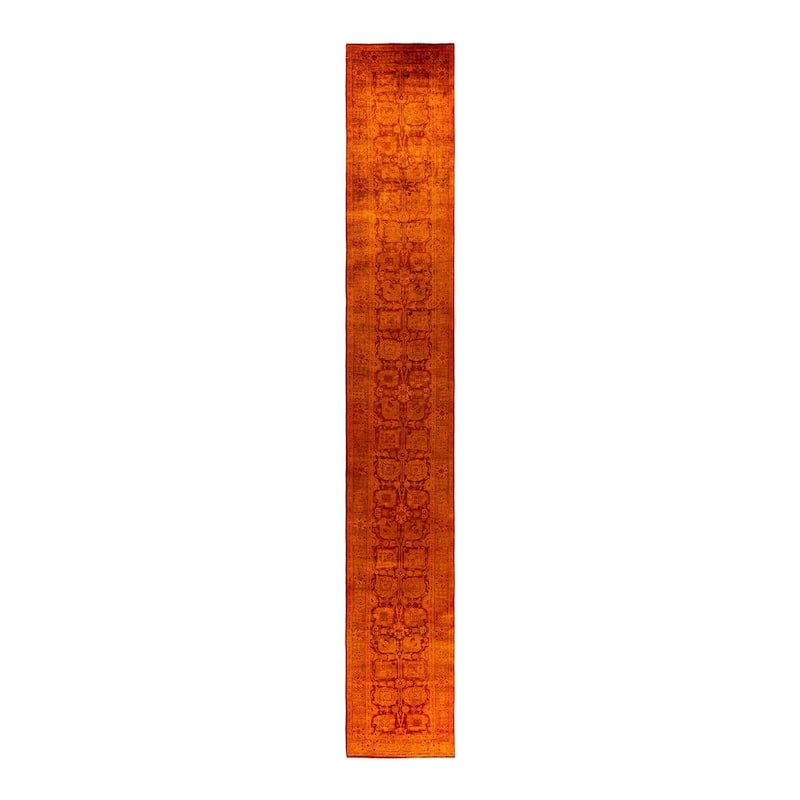 Vibrance One-of-a-Kind Hand-Knotted Runner Rug - Orange, 2' 6" x 17' 7" - 2' 6" x 17' 7"
