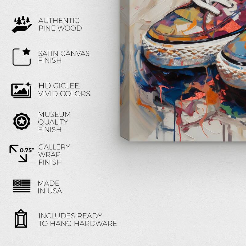 Wynwood Studio Fashion and Glam Artsy Sneaker III Blue and Modern & Contemporary Wall Art Canvas Print