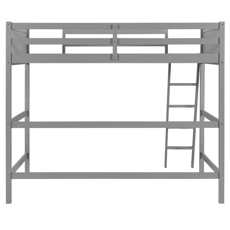 Solid Wood Twin Size Loft Bed with Ladder(Gray)