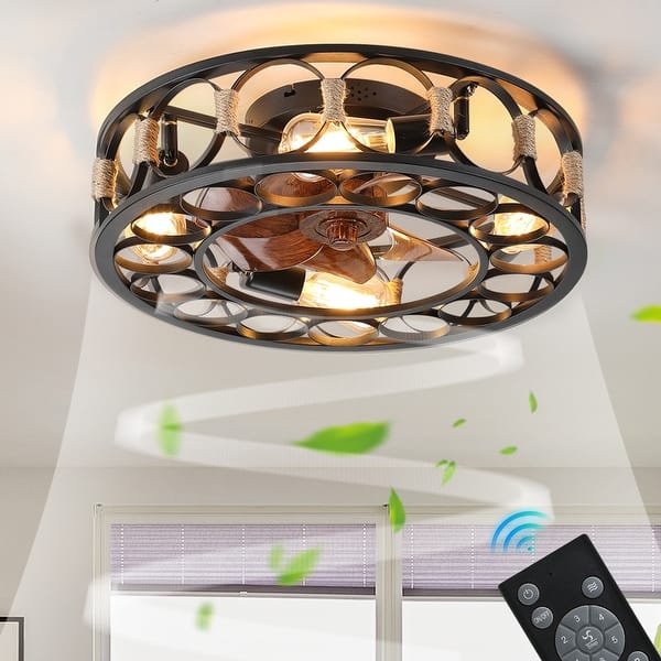 Oaks Aura 20in. Modern Industrial Low Profile Ceiling Fan with Light
