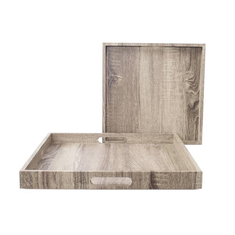 Square Wooden Trays - set of 2