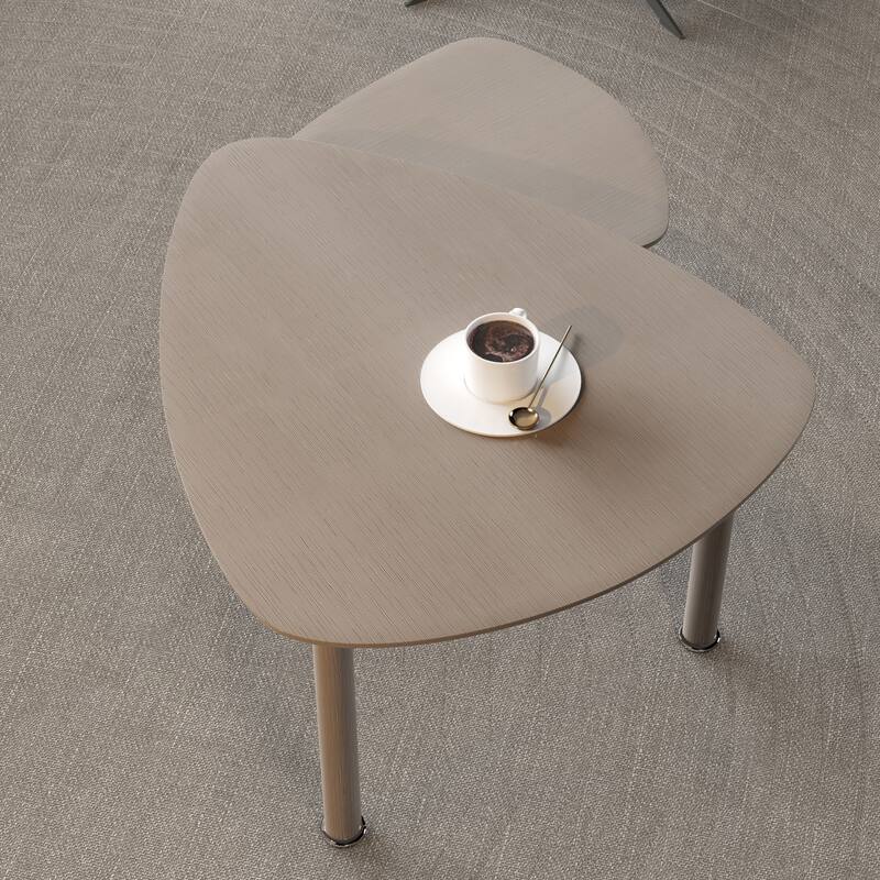 GDFStudio - Vesper 360 Degree Rotatable Nesting Coffee Table with Solid Rubberwood Legs