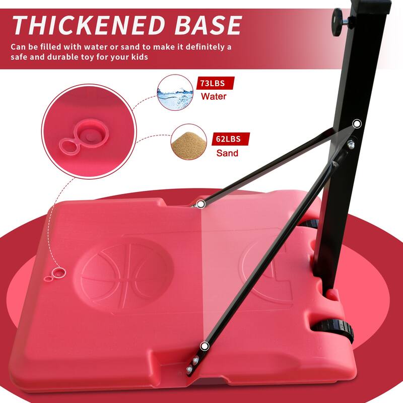 Roomfitters Portable Basketball Hoop with 28 Inch Backboard, Adjustable Height 4.8-7.7ft and Stable Base with Wheels