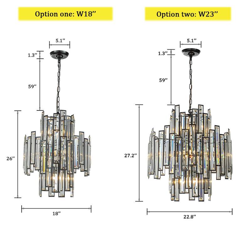 10-Light 18" Wide Modern and Contemporary Luxury Black Metal with Clear Crystal Chandelier for Dining Room, Living Room