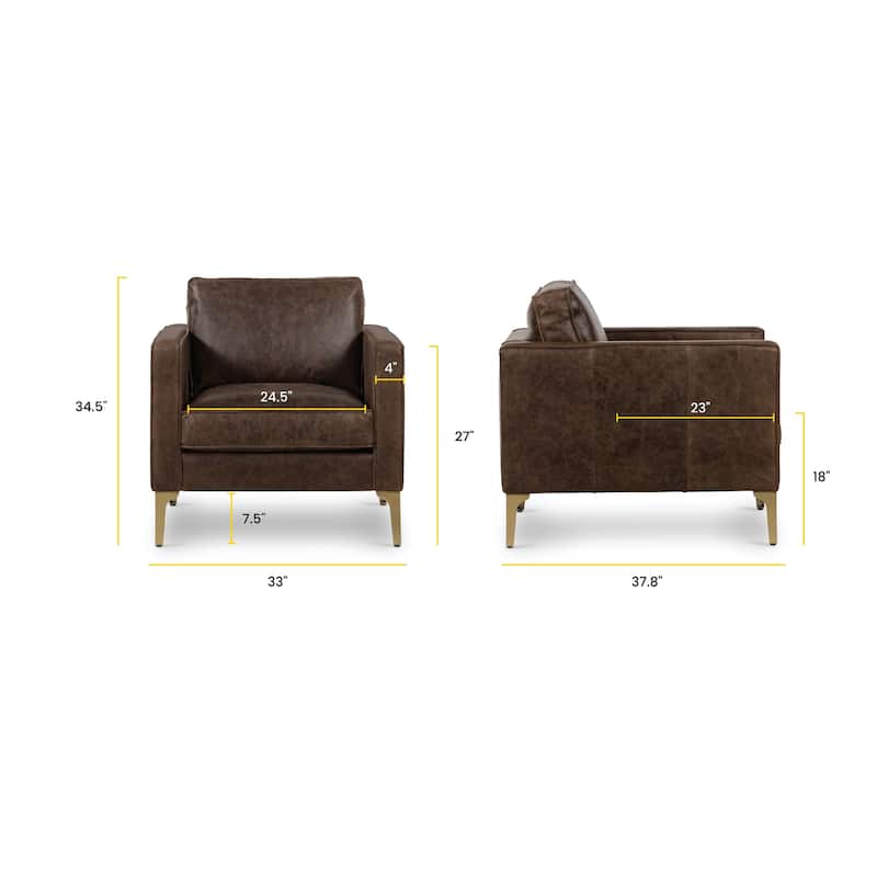 Poly & Bark Mateo Lounge Chair - Full Grain Genuine Italian Leather