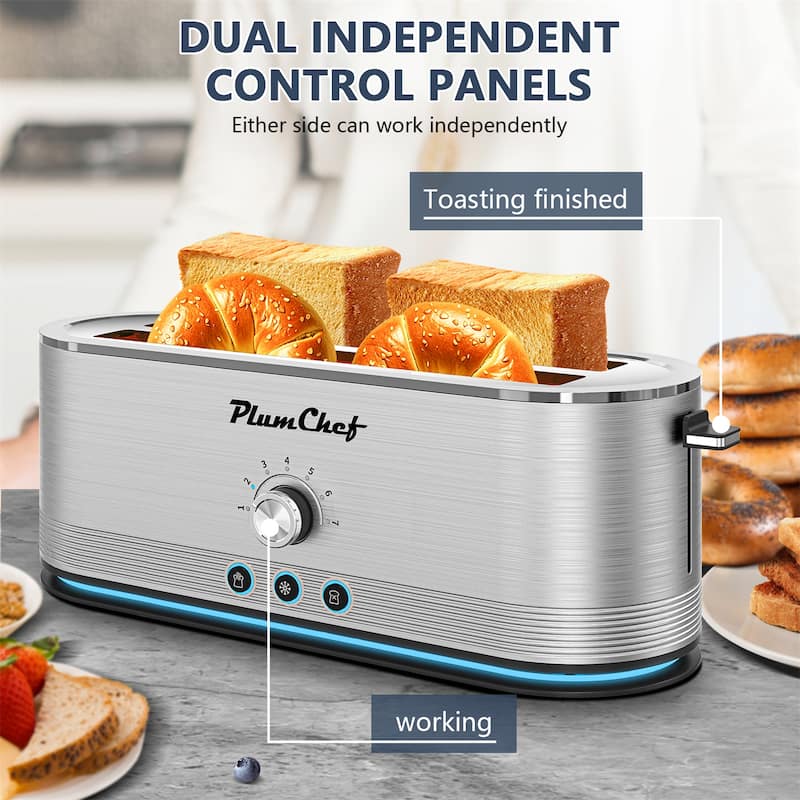4-Slice Stainless Steel Toaster with 7 Browning Settings, Defrost/Reheat Functions
