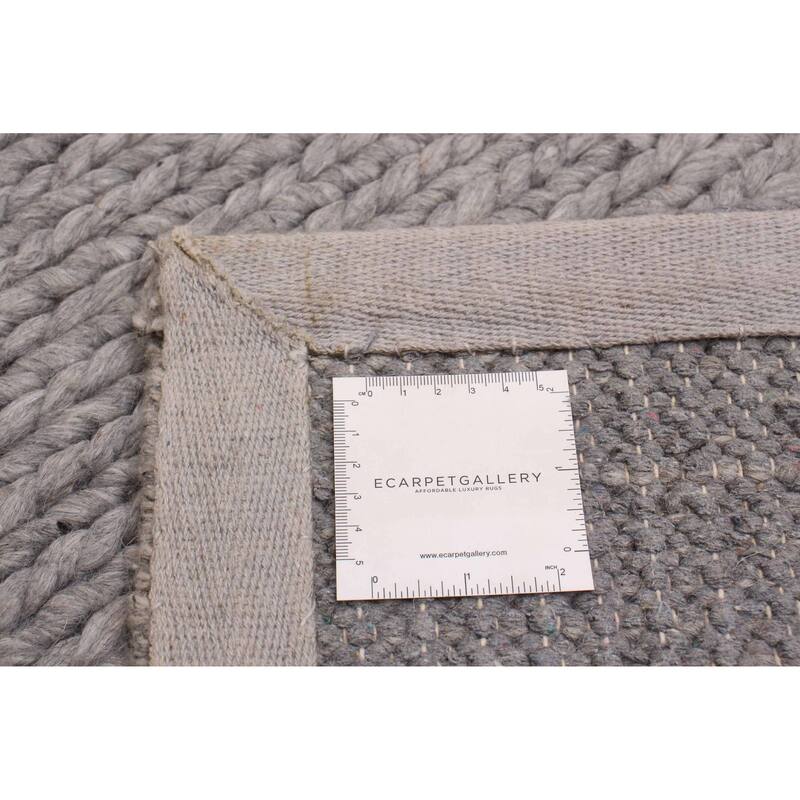 ECARPETGALLERY Braid weave Sienna Grey Wool Rug - 2'4 x 21'10