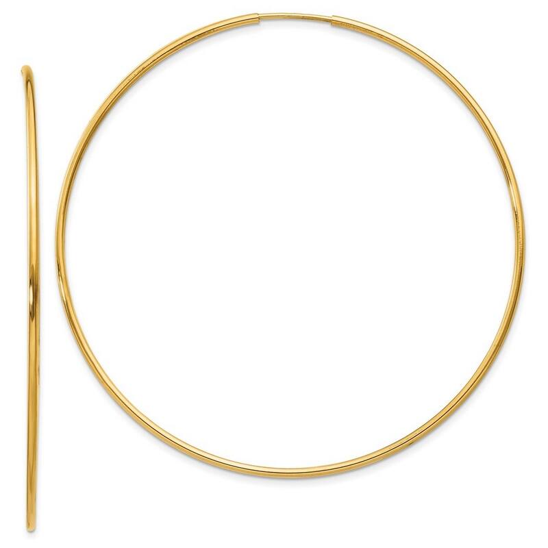 Curata 14k Yellow Gold 55x55mm Endless Hoop Earrings