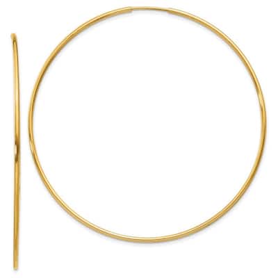 Curata 14k Yellow Gold 55x55mm Endless Hoop Earrings