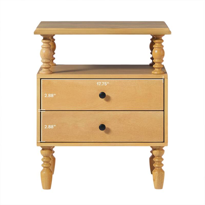 Walker Edison Easy Assembly Solid Wood 2-Drawer Nightstand