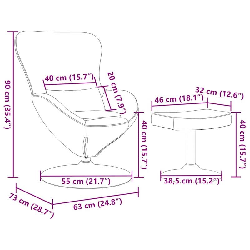 vidaXL Egg Chair Black/ Dark/Light Grey Velvet - 24.8 x 28.7 x 35.4