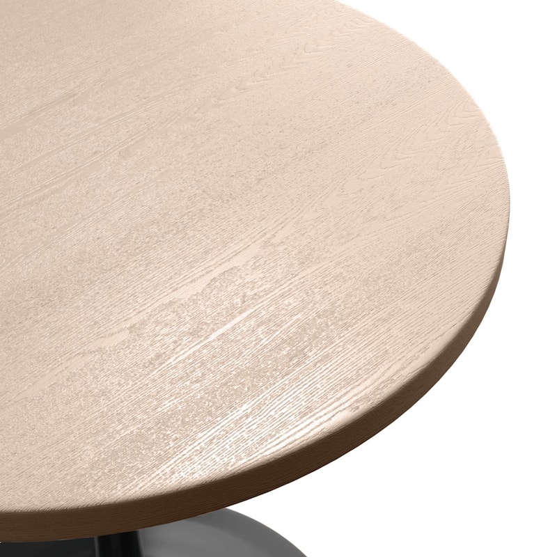 LeisureMod Verve 27" Round Dining Table with MDF Wood TableTop and Black Steel Base for Kitchen & Dining Room - 27.56"