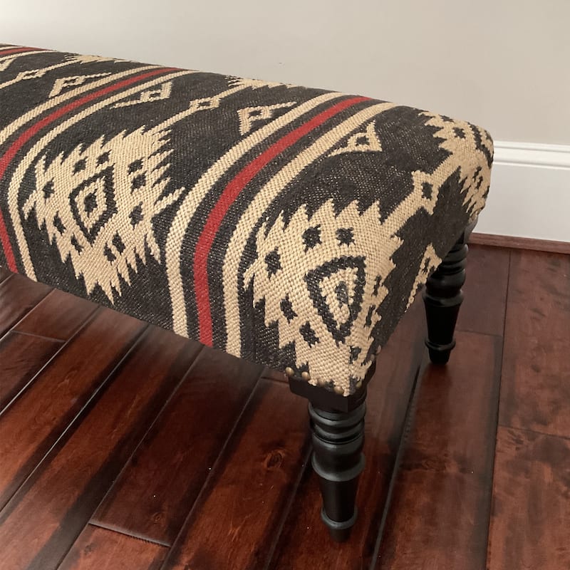 HERAT ORIENTAL Handmade Jute-upholstered Wooden Bench - 48" x 16" x 18"