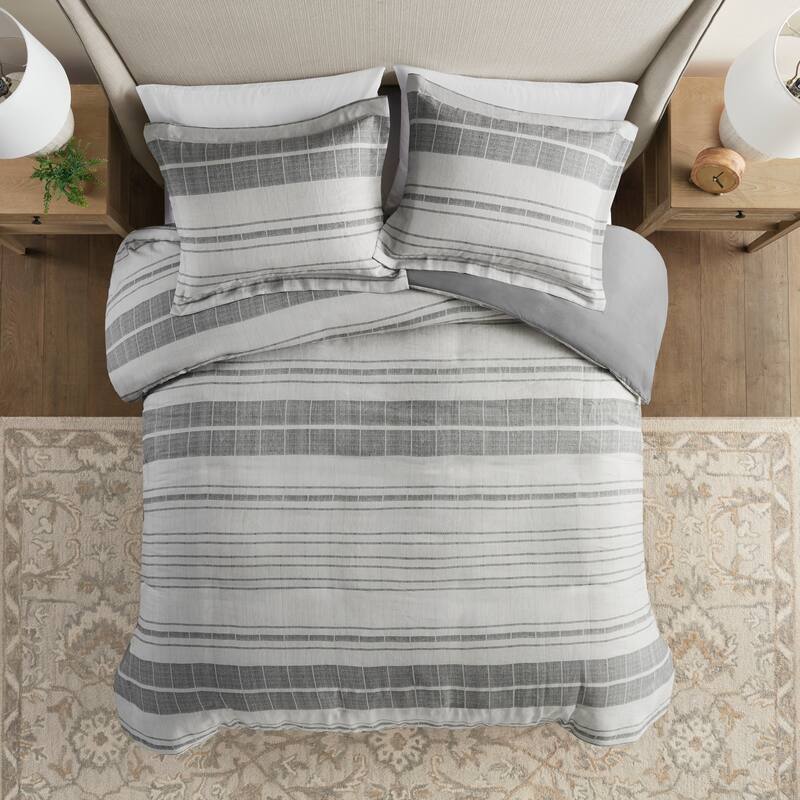 Madison Park Nico 3 Piece Stripe Duvet Cover Set