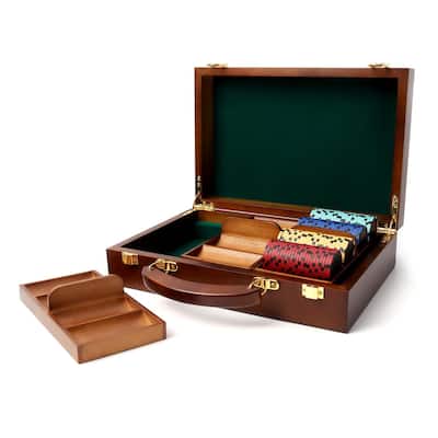 GSE™ 300pcs Casino Deluxe Wooden Poker Chip Case with 3 Wooden Chip Trays