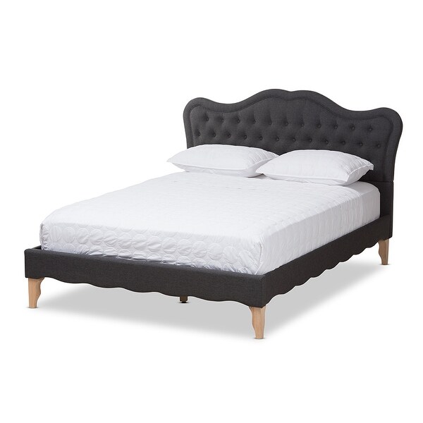 Shop Alicia Dark Grey Fabric Platform Bed w/Sloping Silhouette Headboard (King) - Free Shipping ...