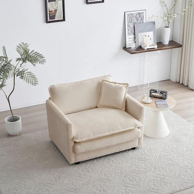 Chenille Single Sofa Chair, 41.4"W Oversized Accent Chairs, Modern Upholstered Deep Seat Comfy Armchair with Pillow