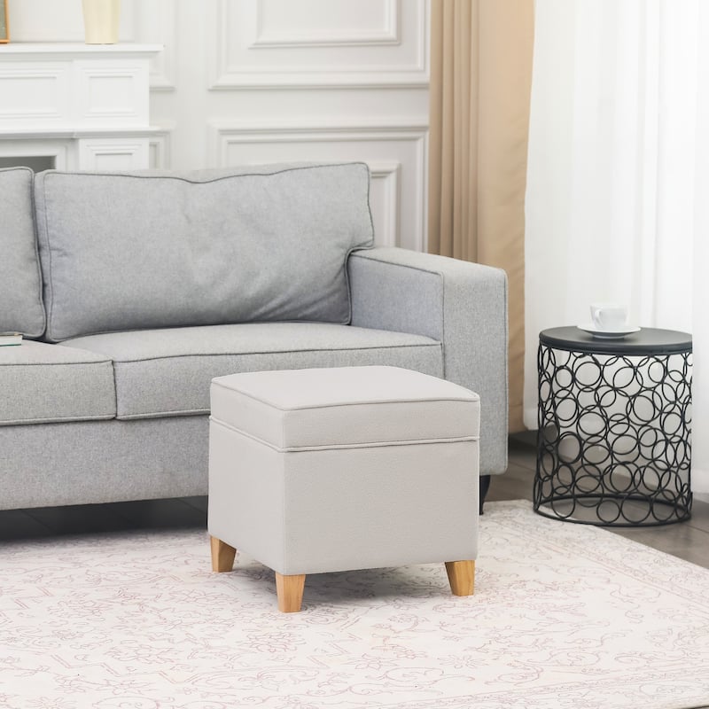 Adeco Square Storage Ottoman 17 inch Footstool