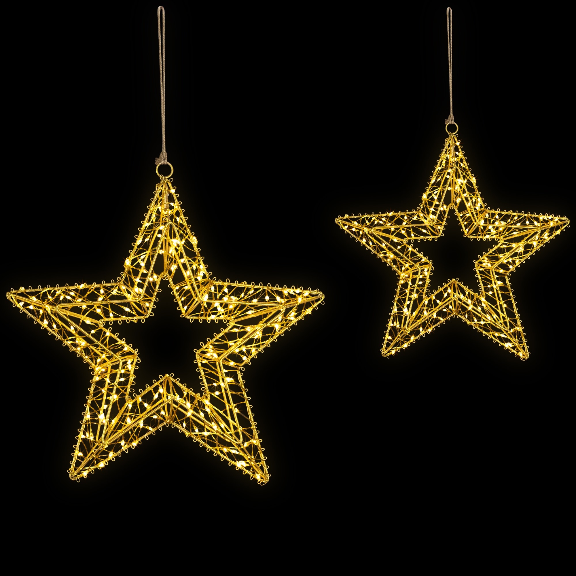 LED Lighted Stars Outdoor Christmas Decorations - 18" - Gold - Set of 2
