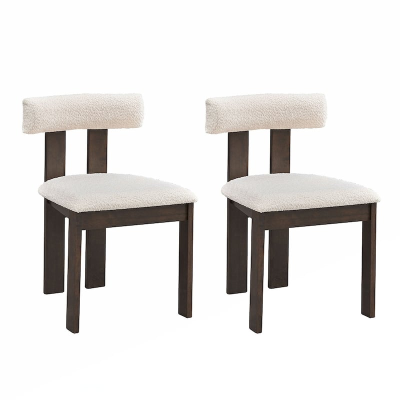 2PCS Wooden Boucle Dining Side Chairs