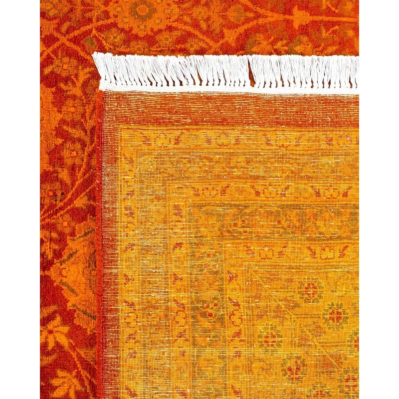 Overton Handknotted Wool Vintage Inspired Contemporary Overdyed Yellow Area Rug - 17' 1" x 9' 4"