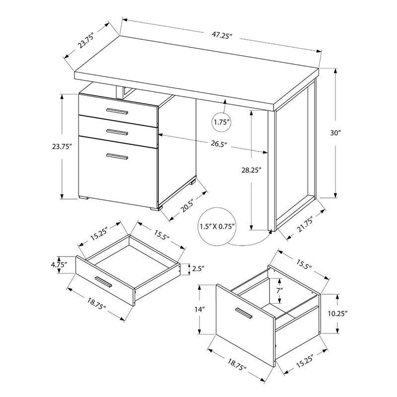 Wood Computer Desk with Drawers and Metal Pedestal Base