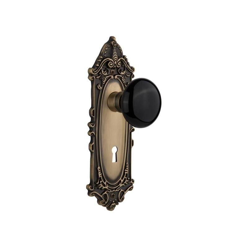 Nostalgic Warehouse Black Porcelain Solid Brass Privacy Door Knob Set