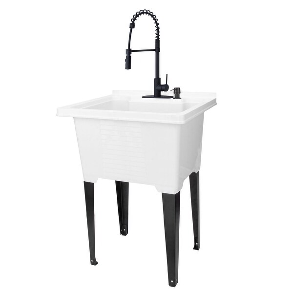 サ*ル様 VANILLANI MULTI PIPING TOPS WHITE L TEHILA Glossy White Utility Sink Laundry Tub with High Arc