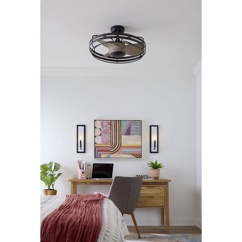 Bastrop Collection 26 in. Three-Blade Matte Black Transitional Ceiling Fan with 3 Speed Remote Control - 26 in x 26 in x 13.6 in