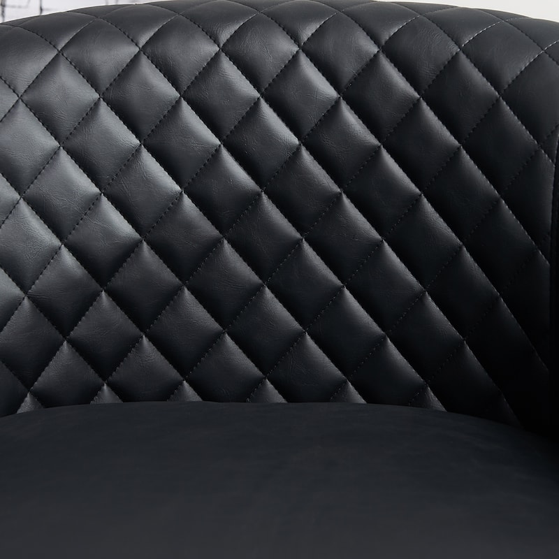 KINWELL 29" Wide Tufted PU Leather Swivel Barrel Chair (Set of 2)