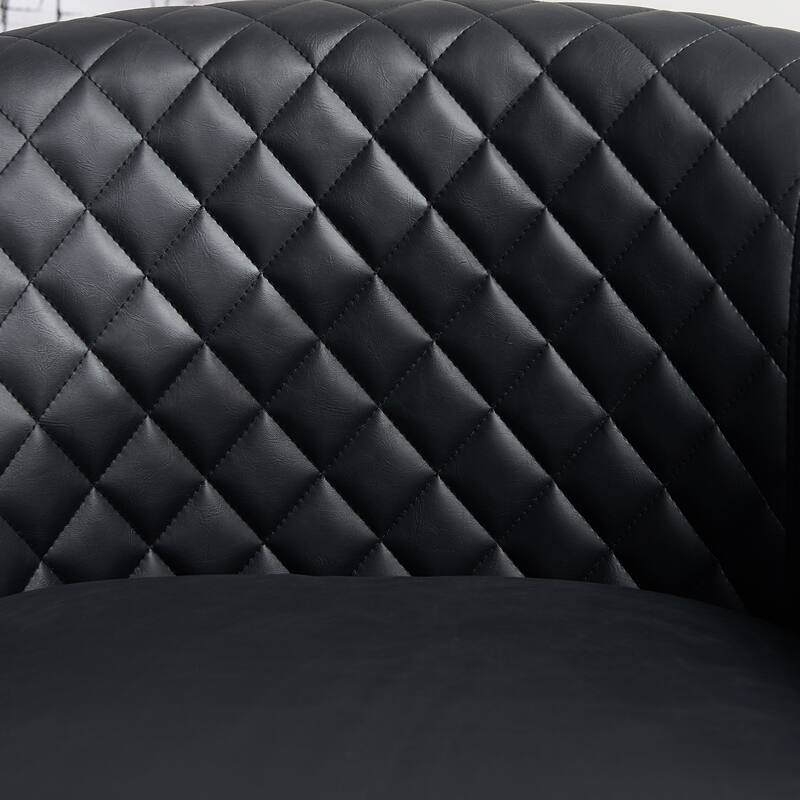 KINWELL 29" Wide Tufted PU Leather Swivel Barrel Chair