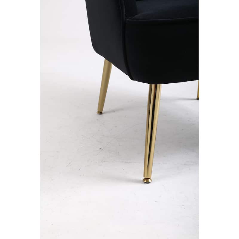 Black Velvet Modern Mid Century 28.7" Sherpa Arm Chair with Iron Legs for Living Room