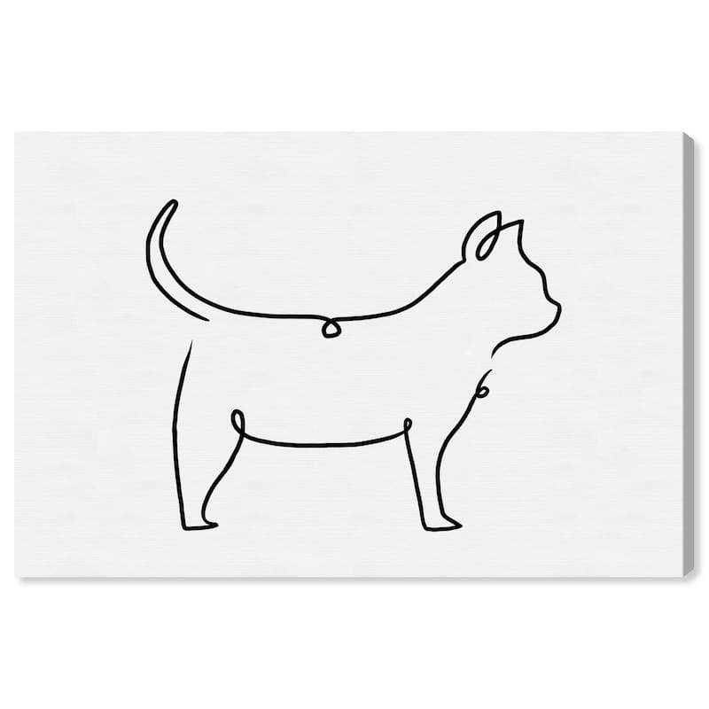 Wynwood Studio Canvas Animals Cat Outline Simple Black and Modern & Contemporary Wall Art Canvas Print