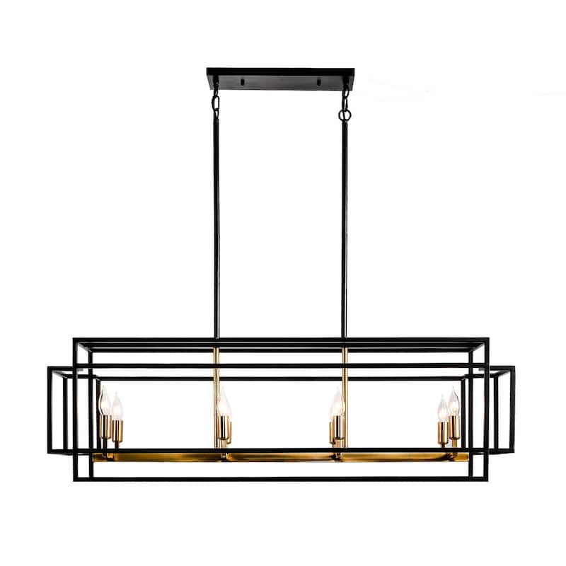 Modern Farmhouse 8-light 42In Rectangle Linear Chandelier for Dining Room