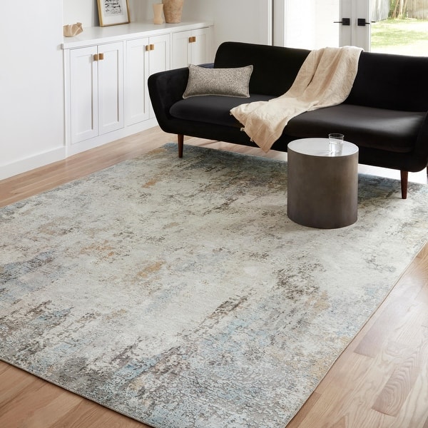 Alexander Home Alpine Distressed Modern Abstract Area Rug Bed Bath
