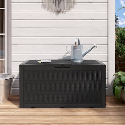 100 Gal. Wicker Resin Outdoor Patio Storage Deck Box