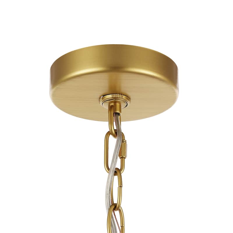 Gold finished Glass Rod Chandelier With 5 Light