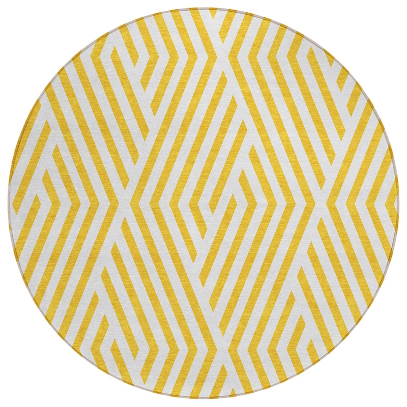 Machine Washable Indoor/ Outdoor Modern Diamonds Chantille Rug
