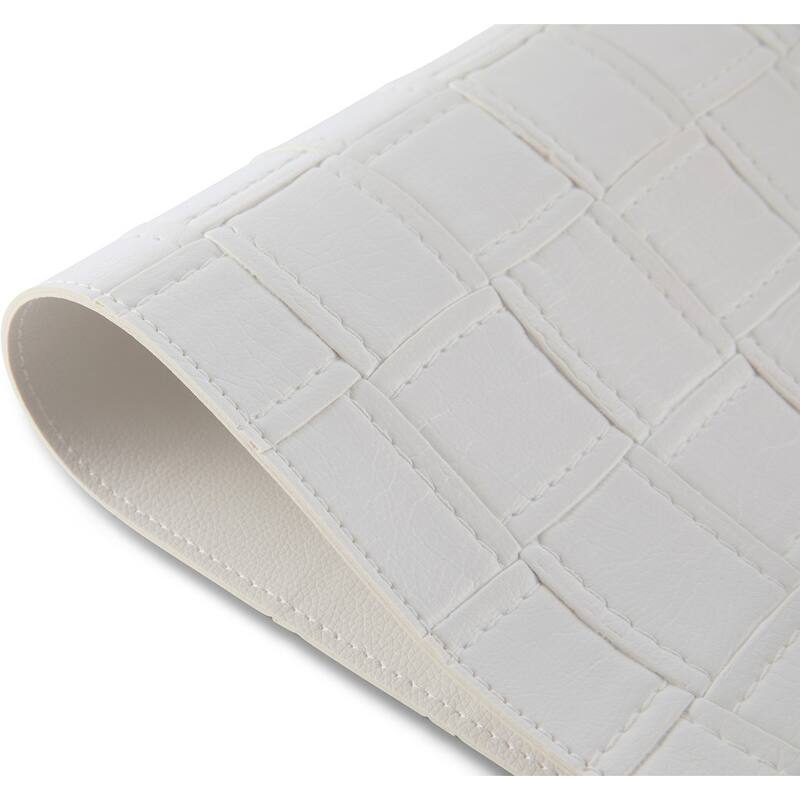 HomeRoots 18" Set of Four White Basketweave Faux Leather Placemats - 18.00 in. x 12.00 in. x 0.01 in.