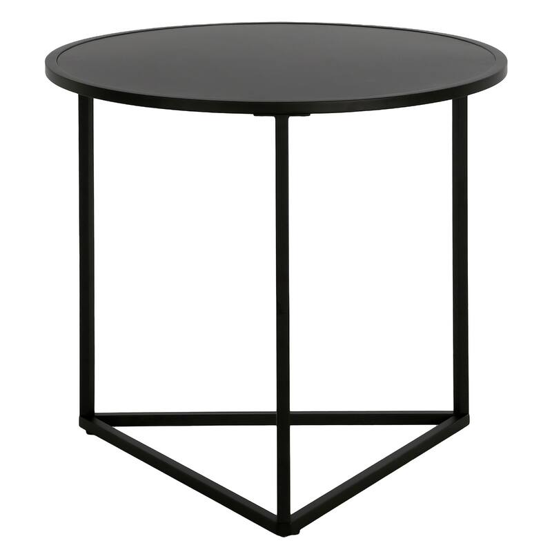 Black Steel Round End Table with Sled Base for Living Room Use - 24” x 24” x 22” (D x W x H)
